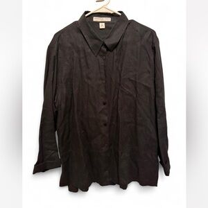 Josephine Chaus Sport 100% linen women’s Black Button Down Shirt